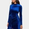 bebe1296_sapphire_2_24899e3e-1184-4da9-ae05-a7fdfe7a869a Beaded Sash Velvet Mini Dress