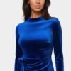 bebe1296_sapphire_4_80e1e96d-375c-4519-8914-4c36d7362baf Beaded Sash Velvet Mini Dress